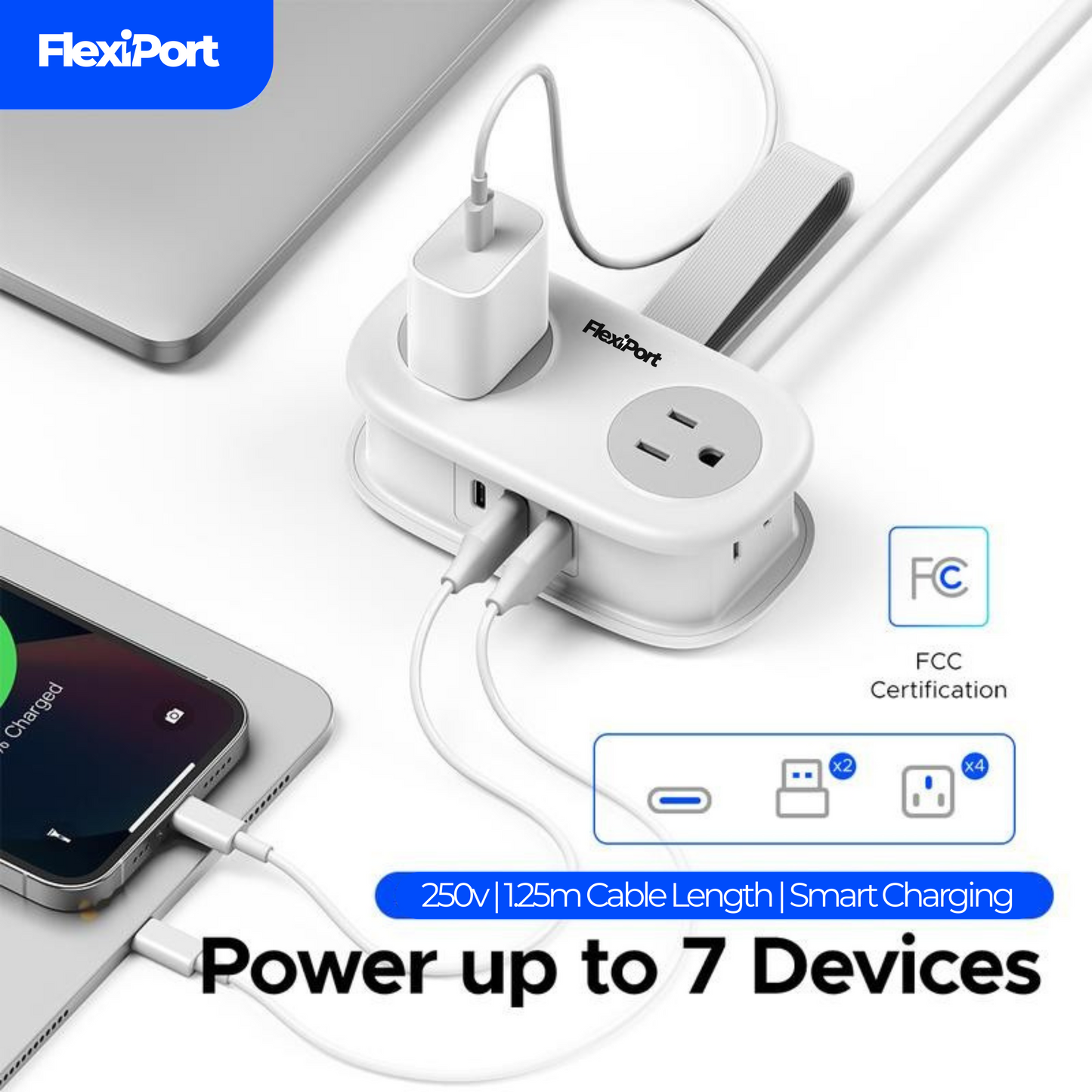 FlexiPort™ - Not Just a Wall Adapter. Your Entire Charging Station in One Plug.